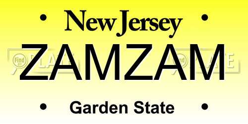ZAMZAM New Jersey License Plate