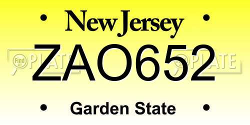 ZAO652 New Jersey License Plate