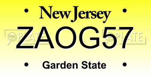 ZAOG57 New Jersey License Plate
