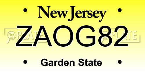 ZAOG82 New Jersey License Plate