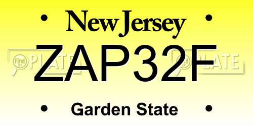 ZAP32F New Jersey License Plate