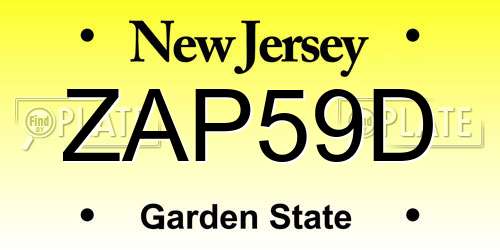 ZAP59D New Jersey License Plate