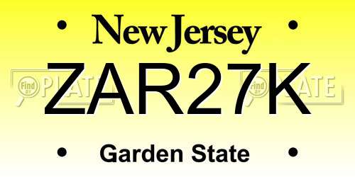 ZAR27K New Jersey License Plate