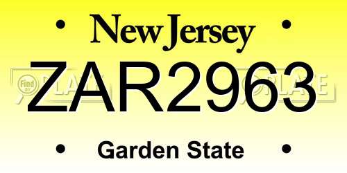 ZAR2963 New Jersey License Plate