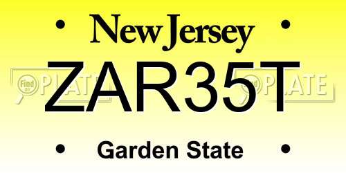 ZAR35T New Jersey License Plate