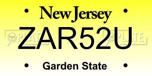 ZAR52U New Jersey License Plate