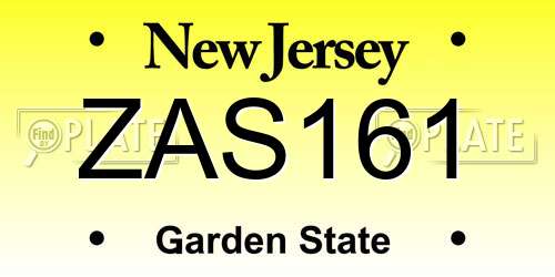 ZAS161 New Jersey License Plate