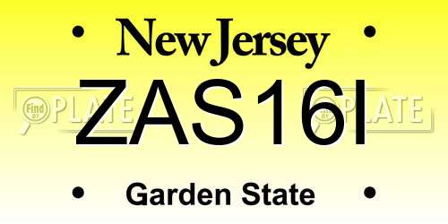 ZAS16I New Jersey License Plate