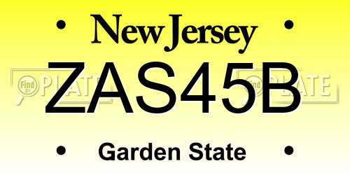 ZAS45B New Jersey License Plate