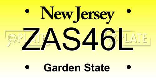 ZAS46L New Jersey License Plate