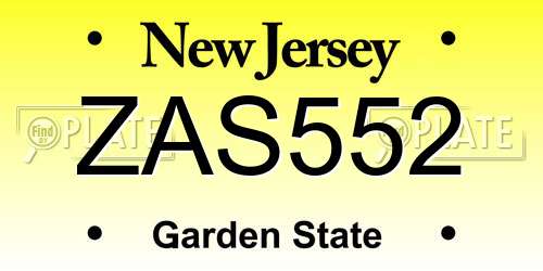 ZAS552 New Jersey License Plate