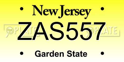 ZAS557 New Jersey License Plate