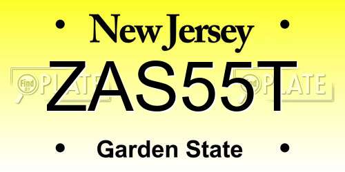 ZAS55T New Jersey License Plate