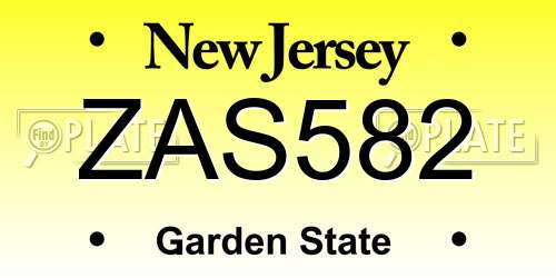 ZAS582 New Jersey License Plate
