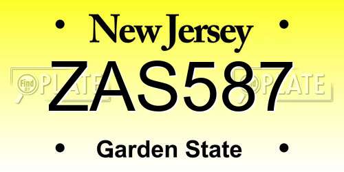 ZAS587 New Jersey License Plate
