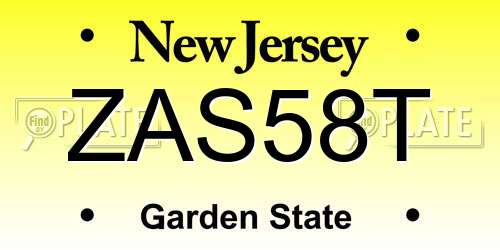 ZAS58T New Jersey License Plate