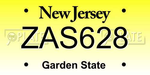 ZAS628 New Jersey License Plate