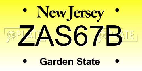 ZAS67B New Jersey License Plate