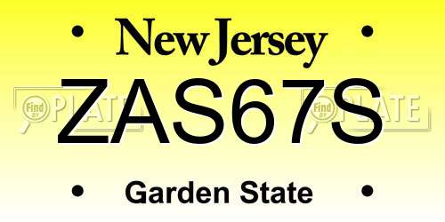 ZAS67S New Jersey License Plate