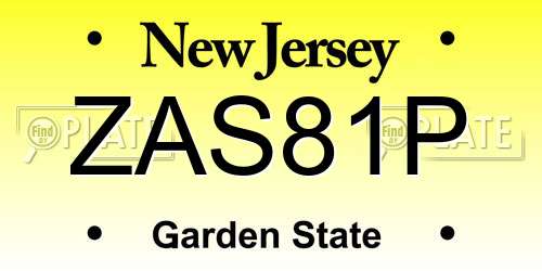 ZAS81P New Jersey License Plate