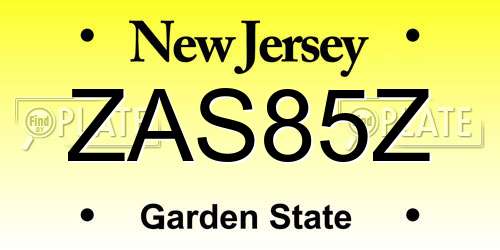 ZAS85Z New Jersey License Plate