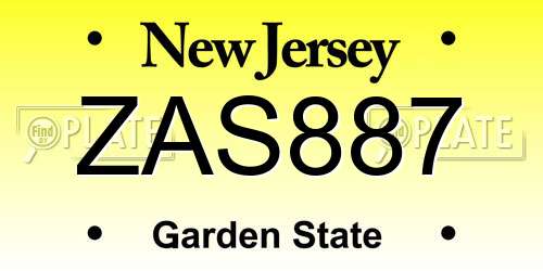 ZAS887 New Jersey License Plate