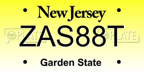 ZAS88T New Jersey License Plate