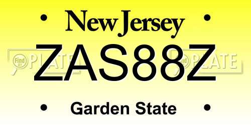 ZAS88Z New Jersey License Plate