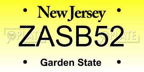 ZASB52 New Jersey License Plate