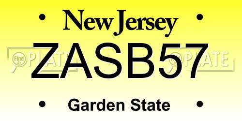 ZASB57 New Jersey License Plate