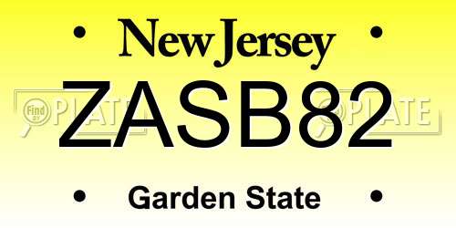 ZASB82 New Jersey License Plate