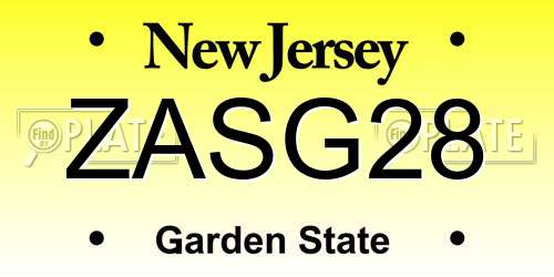ZASG28 New Jersey License Plate