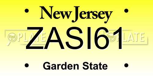 ZASI61 New Jersey License Plate