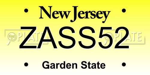 ZASS52 New Jersey License Plate