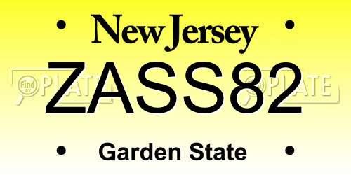 ZASS82 New Jersey License Plate