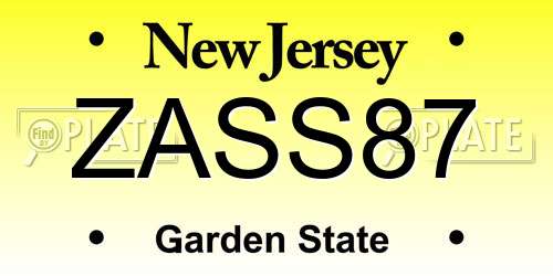 ZASS87 New Jersey License Plate