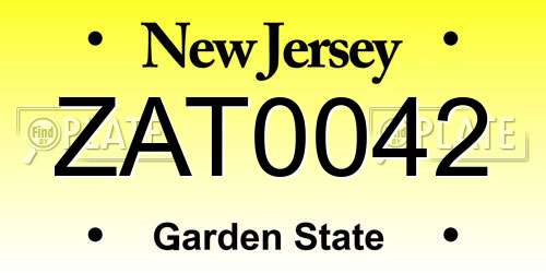 ZAT0042 New Jersey License Plate
