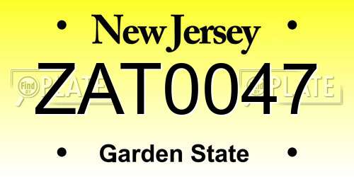 ZAT0047 New Jersey License Plate