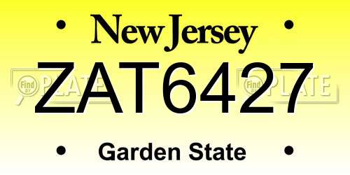 ZAT6427 New Jersey License Plate
