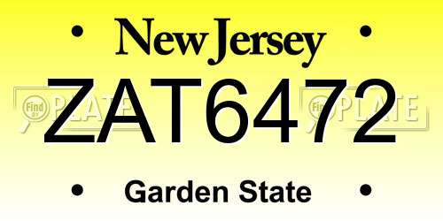 ZAT6472 New Jersey License Plate