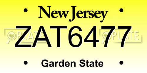 ZAT6477 New Jersey License Plate