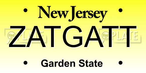 ZATGATT New Jersey License Plate