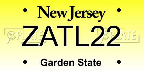 ZATL22 New Jersey License Plate