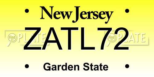 ZATL72 New Jersey License Plate
