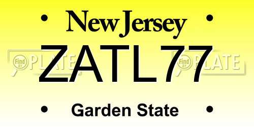 ZATL77 New Jersey License Plate