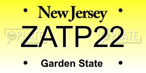 ZATP22 New Jersey License Plate