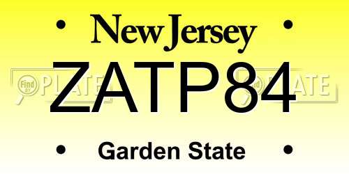 ZATP84 New Jersey License Plate