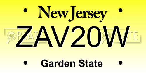 ZAV20W New Jersey License Plate