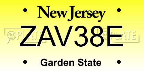 ZAV38E New Jersey License Plate