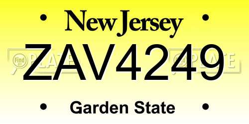 ZAV4249 New Jersey License Plate